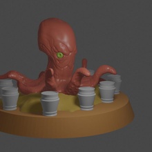 octopus dummer 40mm musician drummer underwater 3d print model - Mito3D