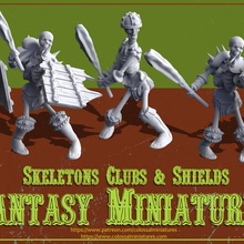 esqueleto conjunto clubes 5 minis pre supported brinquedos jogos Morto vivo 3d print model - Mito3D