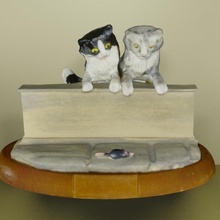 chats souris jardín animal charla mur 3d print model - Mito3D