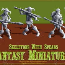 esqueleto conjunto lanzas 5 minis pre supported juguetes juegos muertos vivientes 3d print model - Mito3D