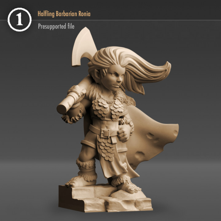halfling barbarian ronia 3D print model - Mito3D