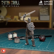 skeleton sword shield raised pre-supported store dragons dungeons fantasy miniatures undead minis sculpting presupported 3d print model - Mito3D