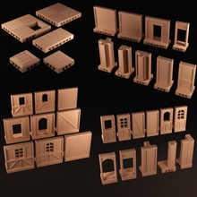taverne bâtiment carrelage sol openlock modulaire terrain jouets Jeux maison médiéval donjons Dragons 32mm présupporté 3d print model - Mito3D