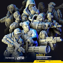 cyberpunk models bundle - strike team 'omega' & almighty friends february release toys games miniatures rpg wargames scifi boardgames patreon 28mm 32mm tabletopgames unit9 skirmish 3d print model - Mito3D