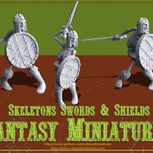 squelette ensemble épées Boucliers 5 minis pre supported jouets Jeux Mort vivant 3d print model - Mito3D