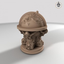 ancient globe & garden book monk statue books antique map library librarian 3d print model - Mito3D