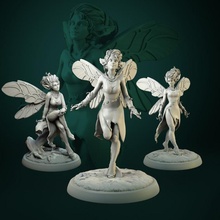 pixie set 3 miniatures 32mm pre-supported toys & games fantasy game rpg tabletop wargame fairy dnd pathfinder ttrpg dndminiatures dndcharacter 3d print model - Mito3D