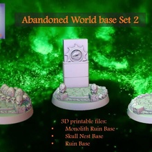 abandoned base set 1 toys & games alien artifact dragon eggs elf fdm orc space undead warhammer scifi boardgame 40mm d20 dnd warhammer40k spacemarines monolith bases ruin decorated deamon kroot decoratedbases 3d print model - Mito3D