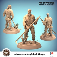 farmer scythe 32mm 75mm pre-supported toys & games farm figurine human miniature town 28mm dnd townsfolks presupported townfolks minie 3d print model - Mito3D