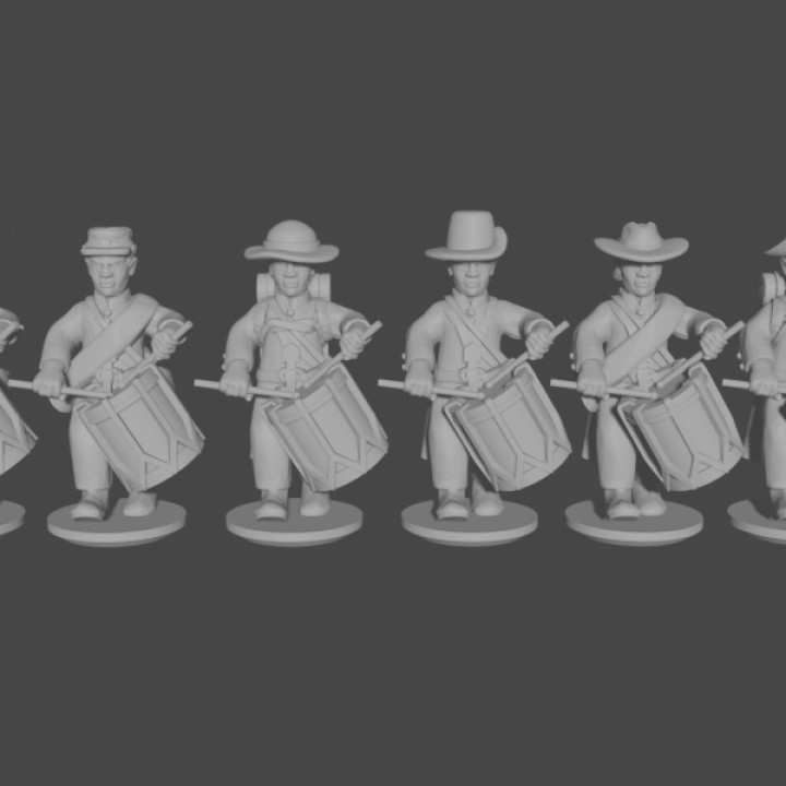 10 & 15mm confederate drummers shell jackets marching pose 1 toys games black epic war american jacket musician drummer musicians union command powder civil acw confederacy asunder 3D print model - Mito3D
