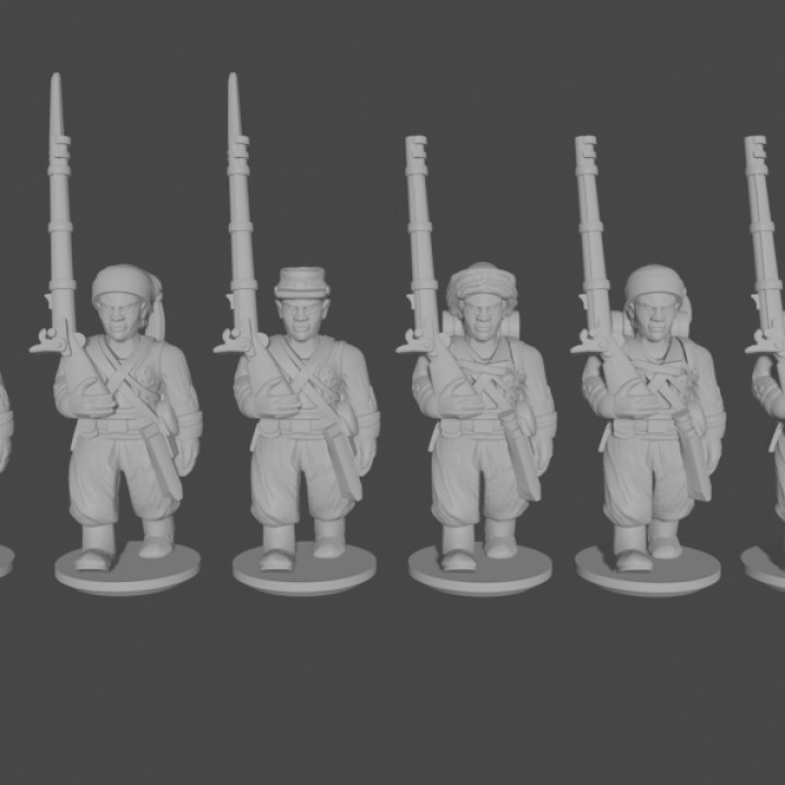 10 & 15mm american civil war zouaves marching pose1 store black epic infantry union 10mm powder confederate acw confederacy asunder 3D print model - Mito3D