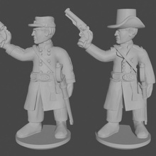10 & 15mm american civil war officers long frock coats cocking revolvers store black epic revolver infantry union command 10mm powder confederate officer acw confederacy asunder 3d print model - Mito3D