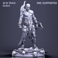 boneflesh sacrificer pre-supported 32mm&75mm axe barbarian bone fantasy miniatures undead warrior cult sacrifice printomancer 3d print model - Mito3D