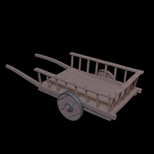 medieval wheelbarrow pre-supported cart weathered supported 3d print model - Mito3D