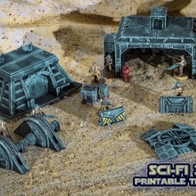 sci fi terrain bundle 40k future futuristic game sci-fi space star warhammer scifi wars legion empire infinity crane rebels bunker scenario 3d print model - Mito3D