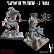 tavroxan warriors - 2 poses wargaming minions monsters dungeonsanddragons tabletop original patreon melee horned humanoids primal minotaurs supported newmonster 3d print model - Mito3D