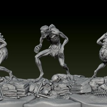 ghoul tabletop bones creature horror monster zbrush miniature grave cthulhu lovecraft macabre 3d print model - Mito3D