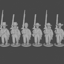 10 & 15mm american civil war infantry sack coats marching pose 1 tabletop black epic coat resin union 10mm powder confederate acw confederacy asunder 3d print model - Mito3D