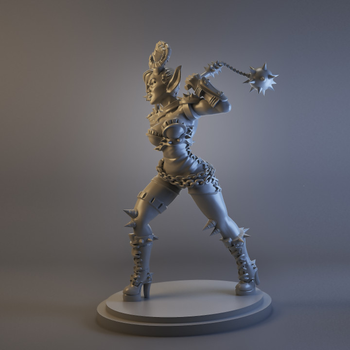 yiorl-chaos pact cheerleader fantasy football blood bowl store female woman women gore wargame chaos 28mm 32mm bloodbowl supported cheerlader beauti femalechaosteam 3D print model - Mito3D