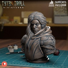 female armoured bust - pre-supported tabletop fantasy miniatures paladin sculpting dnd cleric busts curse strahd ireena 3d print model - Mito3D