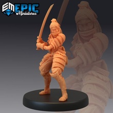 Samurai weiblich angreifen japanisch Dynastie Krieger Katana Schwert Frau Bildung Fantasie mittelalterlich Rollenspiel Kriegshammer Feind Tischplatte Verlies asiatisch 3d print model - Mito3D