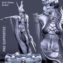 boneflesh female necromancer pre-supported 32mm&75mm tabletop bone bones dragon undead sorceress 3d print model - Mito3D