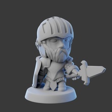 frederik knight - chibi tabletop cartoon fighter figure guard miniature stylized 3d print model - Mito3D