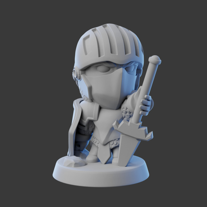 cavaliere chibi tavolo cartone animato figura guardia miniatura stilizzato npc 3D print model - Mito3D