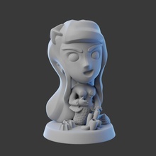 sereia chibi tampo mesa desenho animado figura menina água miniatura estilizado empregada npc 3d print model - Mito3D