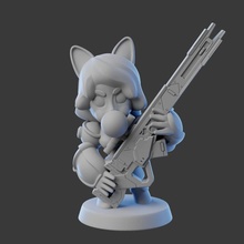 bubblegum sniper girl - chibi cartoon cat figure miniature stylized catgirl 3d print model - Mito3D
