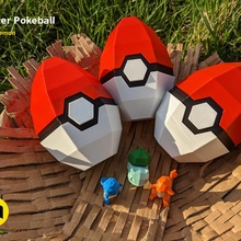 pokebola Páscoa ovo caixa decoração diamante presente Pokémon brinquedo Pikachu pobre Coelho poli origami caçar 3d print model - Mito3D