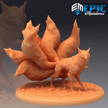 tailed fox spirit kitsune japanese yokai fantasy medieval monster rpg enemy tabletop dungeon tail asian dnd pathfinder npc warhamemr 3d print model - Mito3D