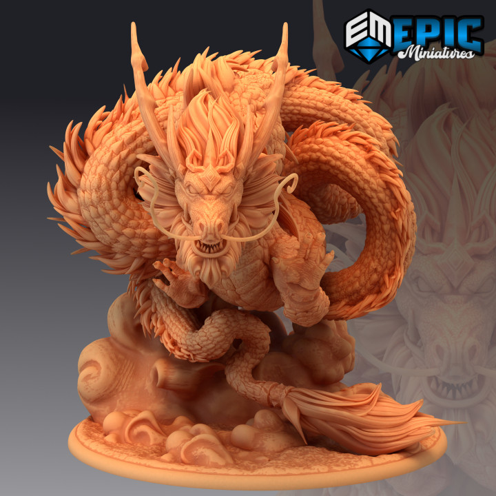 azure dragon east chinese deity asian wingless drake boss fantasy japanese medieval monster rpg warhammer tabletop dungeon dnd pathfinder npc 3D print model - Mito3D