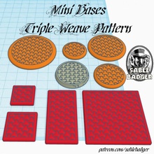 mini bases triple tejido patrón minis 28mm 32mm 3d print model - Mito3D