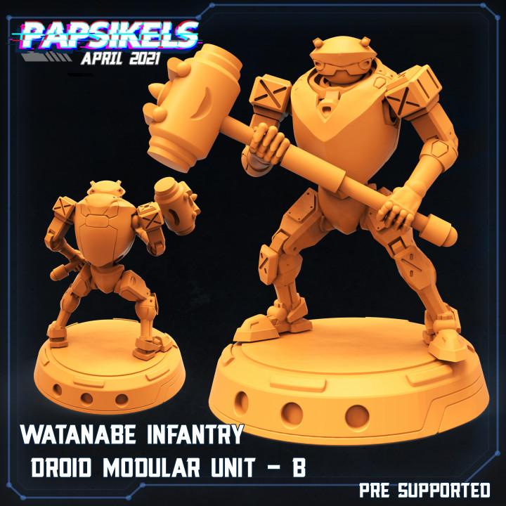 watanabe infantry droid modular unit metal mech panic 3D print model - Mito3D