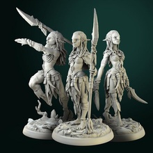 trolls female set 3 miniatures 32mm pre-supported store fantasy troll tabletop wargame dnd pathfinder ttrpg dndminiatures fantasyminiatures 3d print model - Mito3D