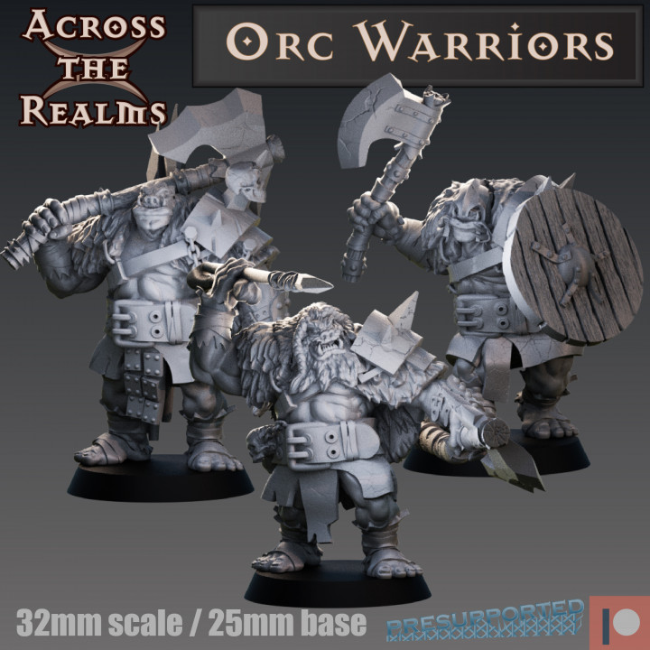 orc warriors store axe shield orcs mountain javelin 3D print model - Mito3D