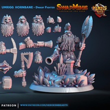 swapmini 5 - umrigg hornbane dwarf fighter store axe modular gnome gimli hobbit cave dwarven dnd dwarves moria swap 3d print model - Mito3D
