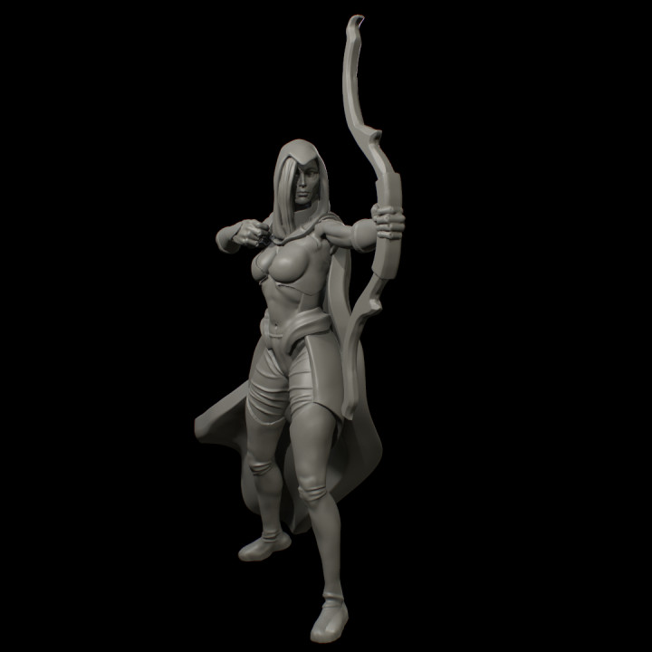 drow guerrier femelle arc sombre obscurcir arror 3D print model - Mito3D