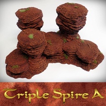 triple spire spires plateaus terrain set store fantasy miniatures rpg wargaming warhammer supportless scifi dnd plateau ageofsigmar terrainify 3d print model - Mito3D
