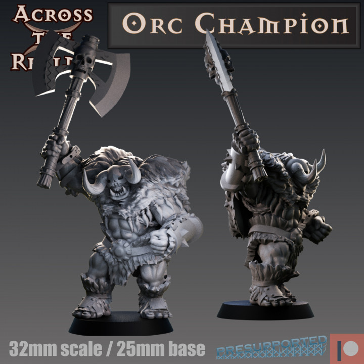 orc champion gaming tabletop greataxe dnd5e 3D print model - Mito3D