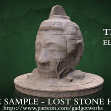 perdu calcul tête statue table jungle dnd usé patiné Cambodge Angkor 3d print model - Mito3D
