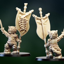 table miniature chat guerrier bannière Jeu mini épée personnage jeu plateau dnd 3d print model - Mito3D