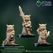 tabletop miniatures cat warriors set store game mini warrior weapon character miniature boardgame dnd solder 3d print model - Mito3D