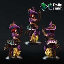 tabletop miniature cute witch fantasy game girl mini monster character magic boardgame broom dnd 3d print model - Mito3D