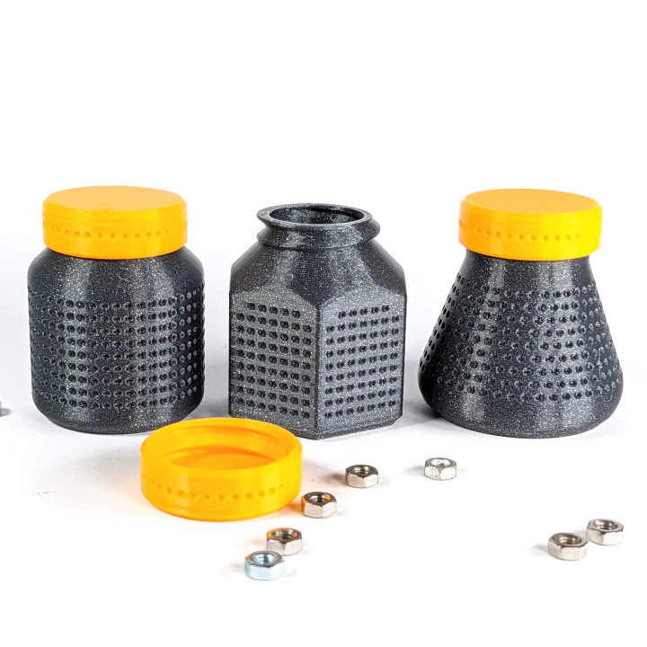 punto frascos regular Tienda soporte botella caja envase bricolaje diy regalo cocina tapa nueces oficina organizador almacenamiento mesa taller hilo tarro tornillos 3D print model - Mito3D