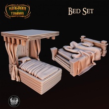 cama conjunto Tienda mueble medieval terreno interior 28mm dnd 35mm 32mm casa juego accesorios muebles 3d print model - Mito3D