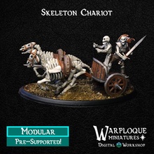 skeleton chariot miniatures models modular undead wargaming warhammer cavalry horde d&d 28mm dnd pathfinder 32mm frostgrave mordheim kings war skeletons tomb 3d print model - Mito3D