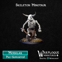 esqueleto Minotauro modelo monstro Morto vivo martelo guerra d 28mm dnd descobridor 32mm Frostgrave Mordheim reis esqueletos 3d print model - Mito3D