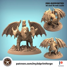 head chimera 32mm 75mm scale pre-supported store creature dragon epic fantasy lion monster scorpion warhammer wings miniature goat large dnd presupported 3d print model - Mito3D